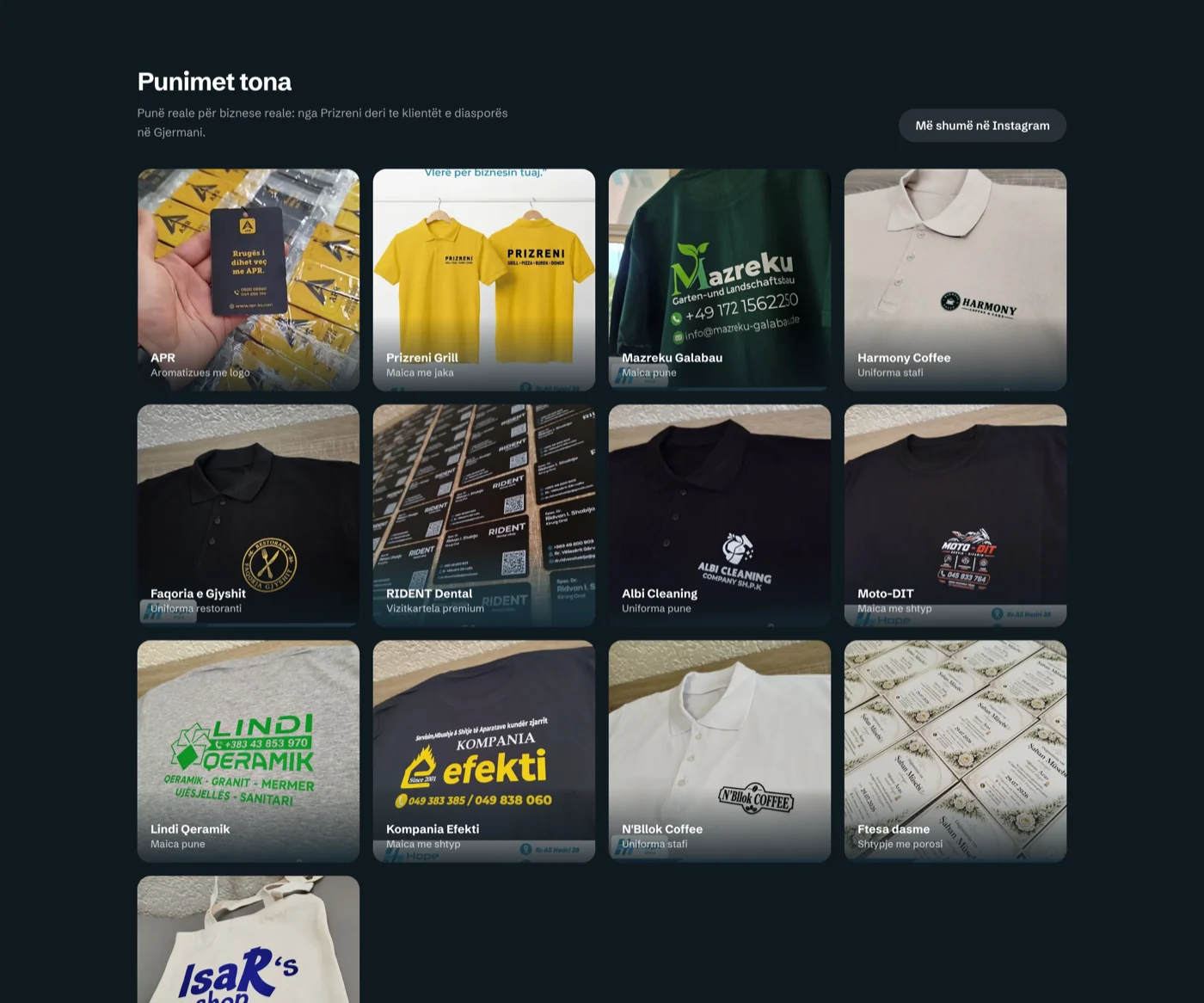 Punimet tona — real client work