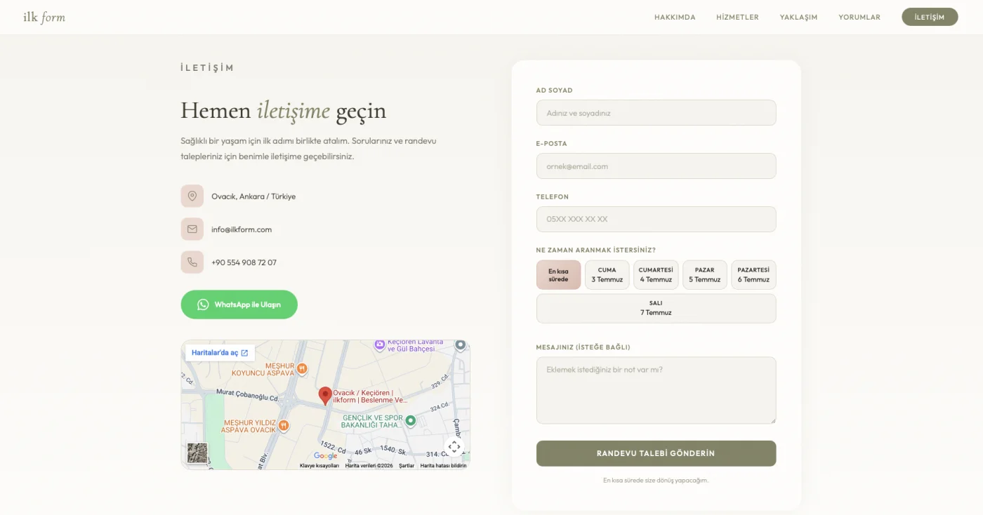 Contact & appointment form