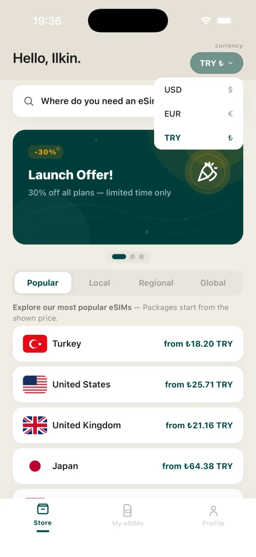 Multi-currency pricing